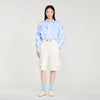 Flamenco Ruffled Cotton Shirt Sky Blue