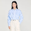Flamenco Ruffled Cotton Shirt Sky Blue