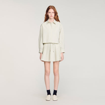 Cassiopee Striped Rhinestone Shirt Ecru