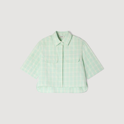 Kaia Short Checked Shirt Green / Ecru