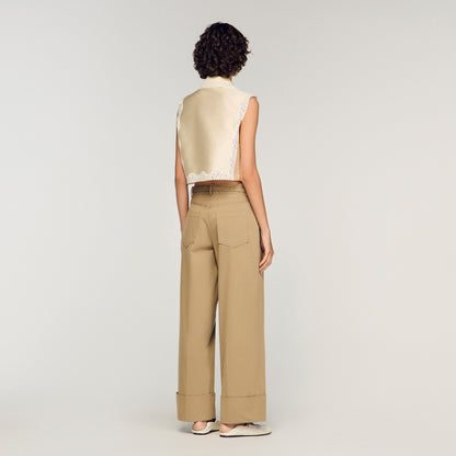 Marielle Cropped Shirt With Lace Details Ecru