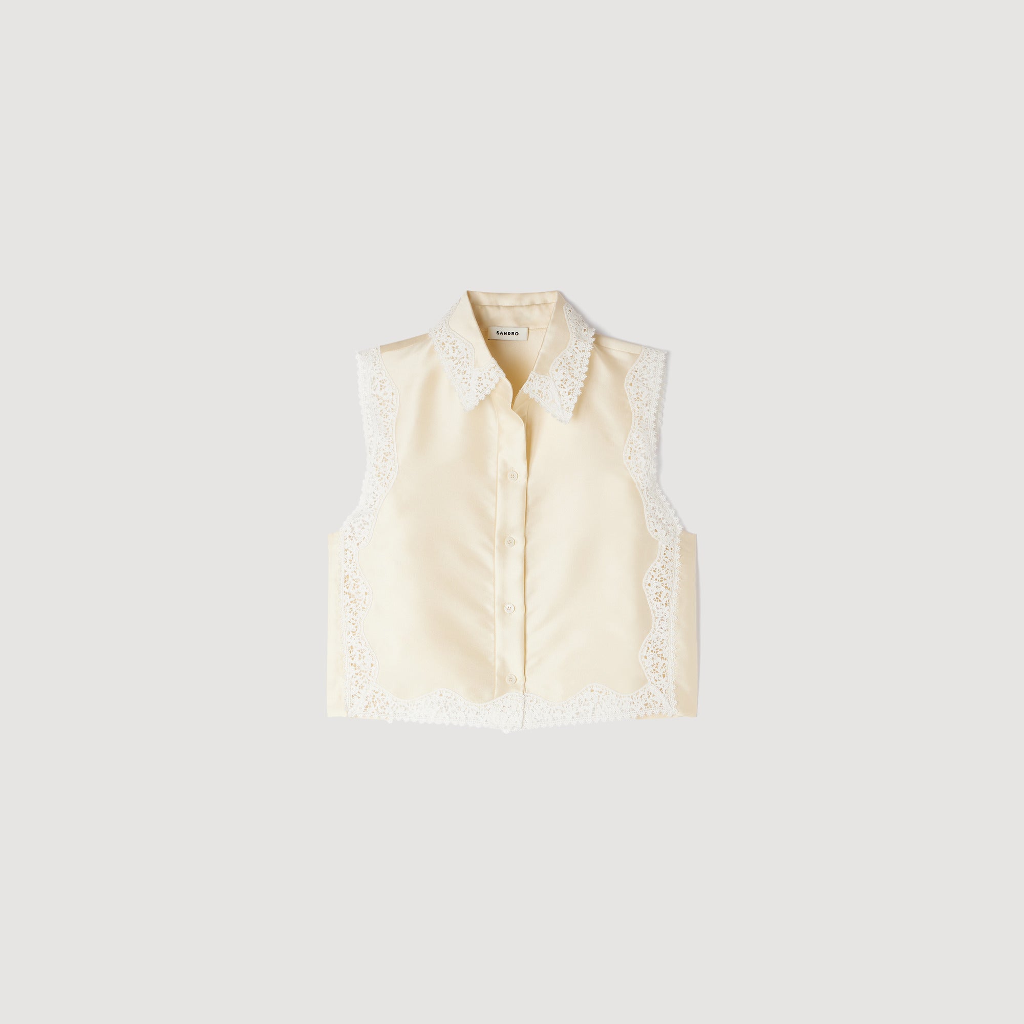 Marielle Cropped Shirt With Lace Details Ecru