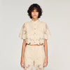 Ame Cropped Floral Guipure Shirt Ecru