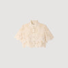 Ame Cropped Floral Guipure Shirt Ecru
