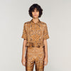 Vanessi Bandana Print Cropped Shirt Brown / Black