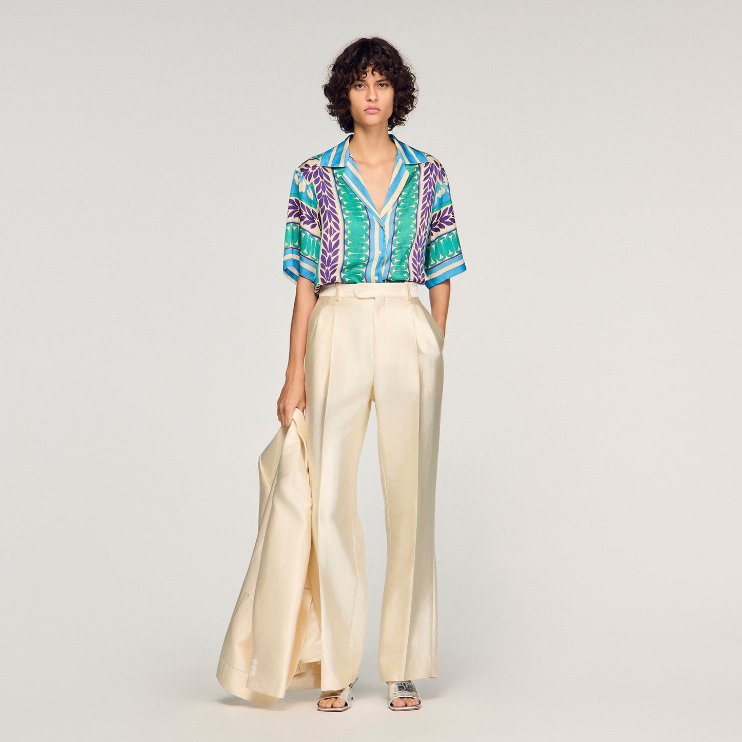 Solange Flower Print Shirt Green / Purple