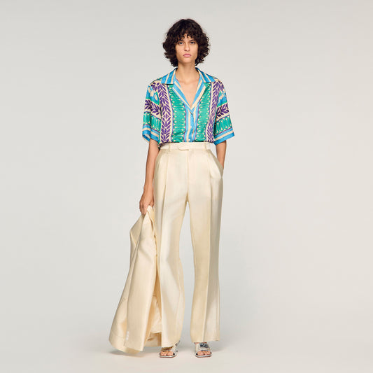 Solange Flower Print Shirt Green / Purple