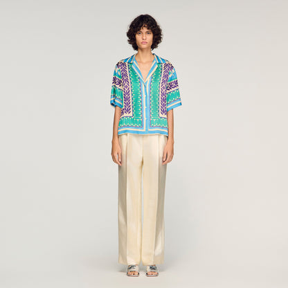 Solange Flower Print Shirt Green / Purple