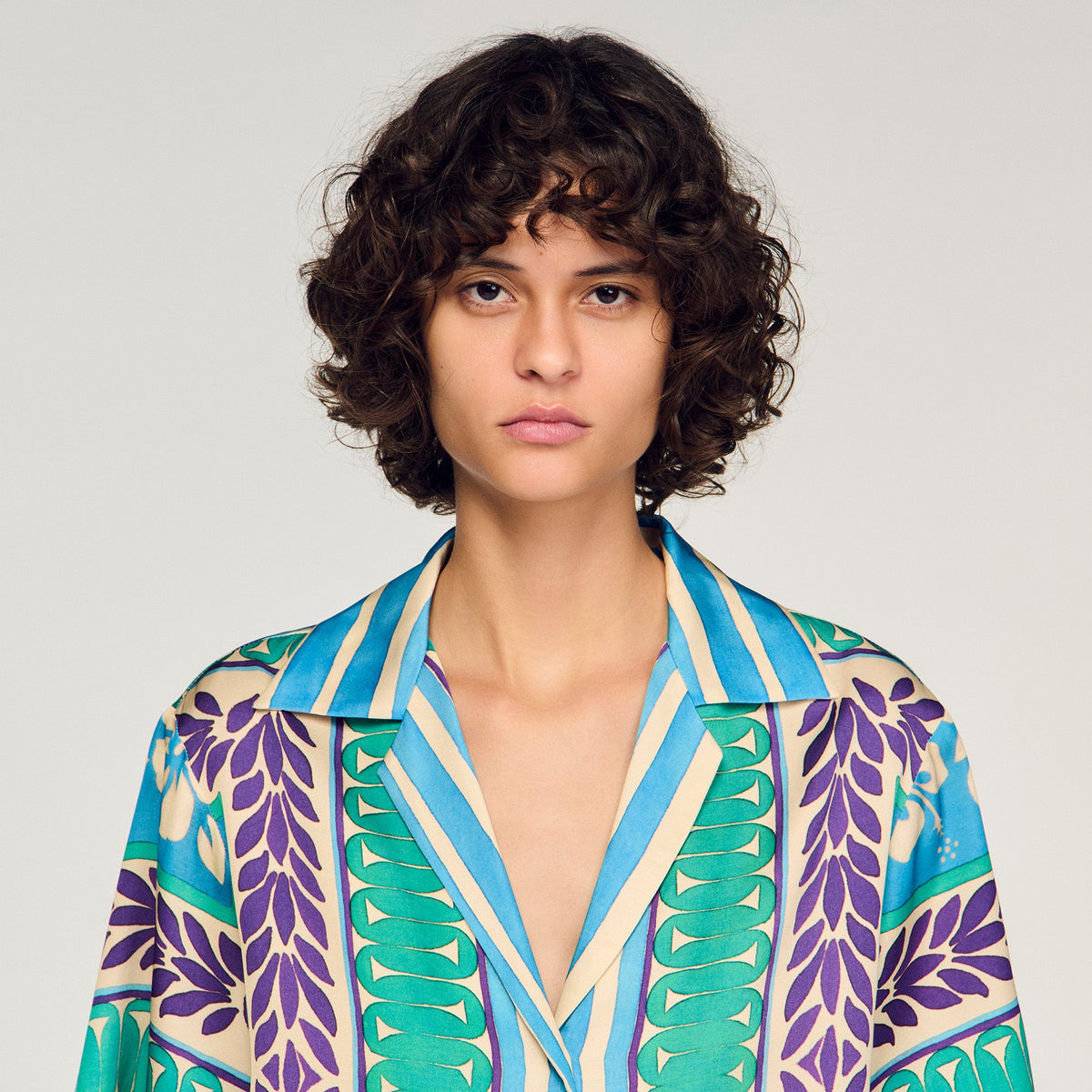 Solange Flower Print Shirt Green / Purple