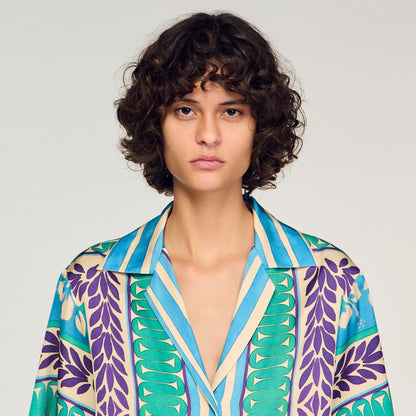 Solange Flower Print Shirt Green / Purple