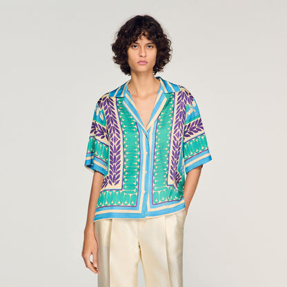 Solange Flower Print Shirt Green / Purple