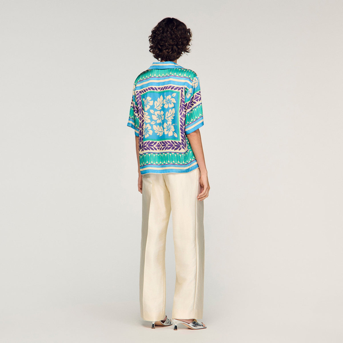 Solange Flower Print Shirt Green / Purple