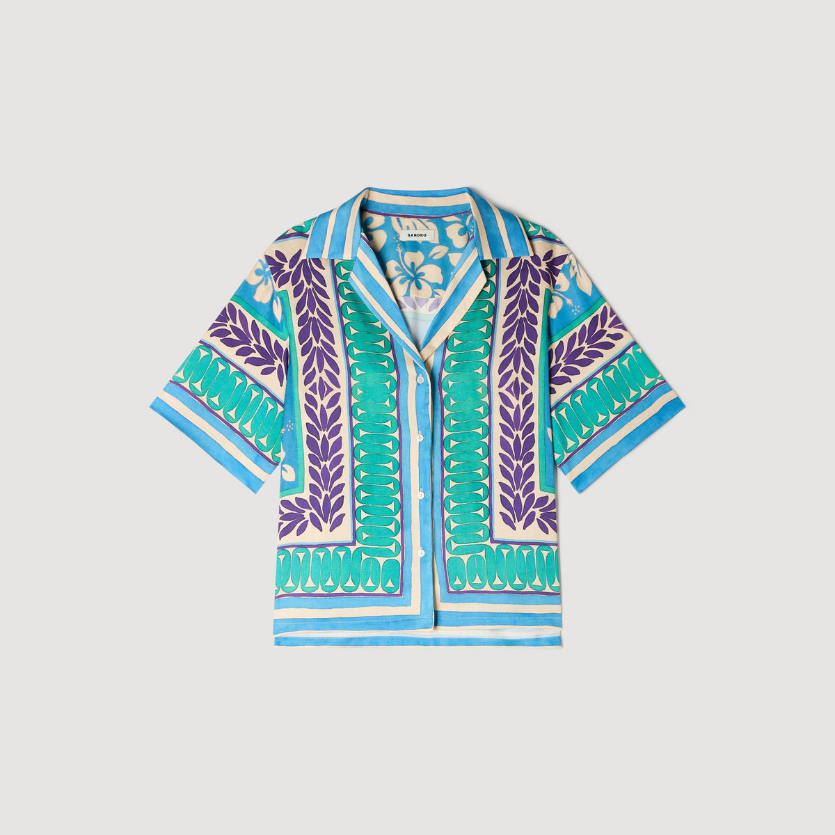 Solange Flower Print Shirt Green / Purple