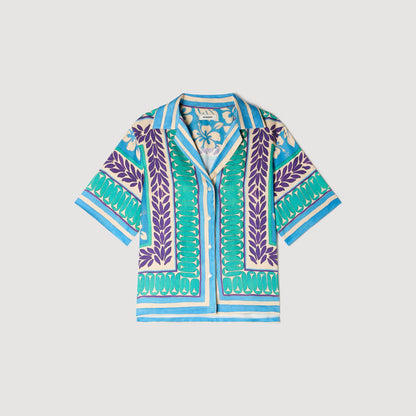 Solange Flower Print Shirt Green / Purple