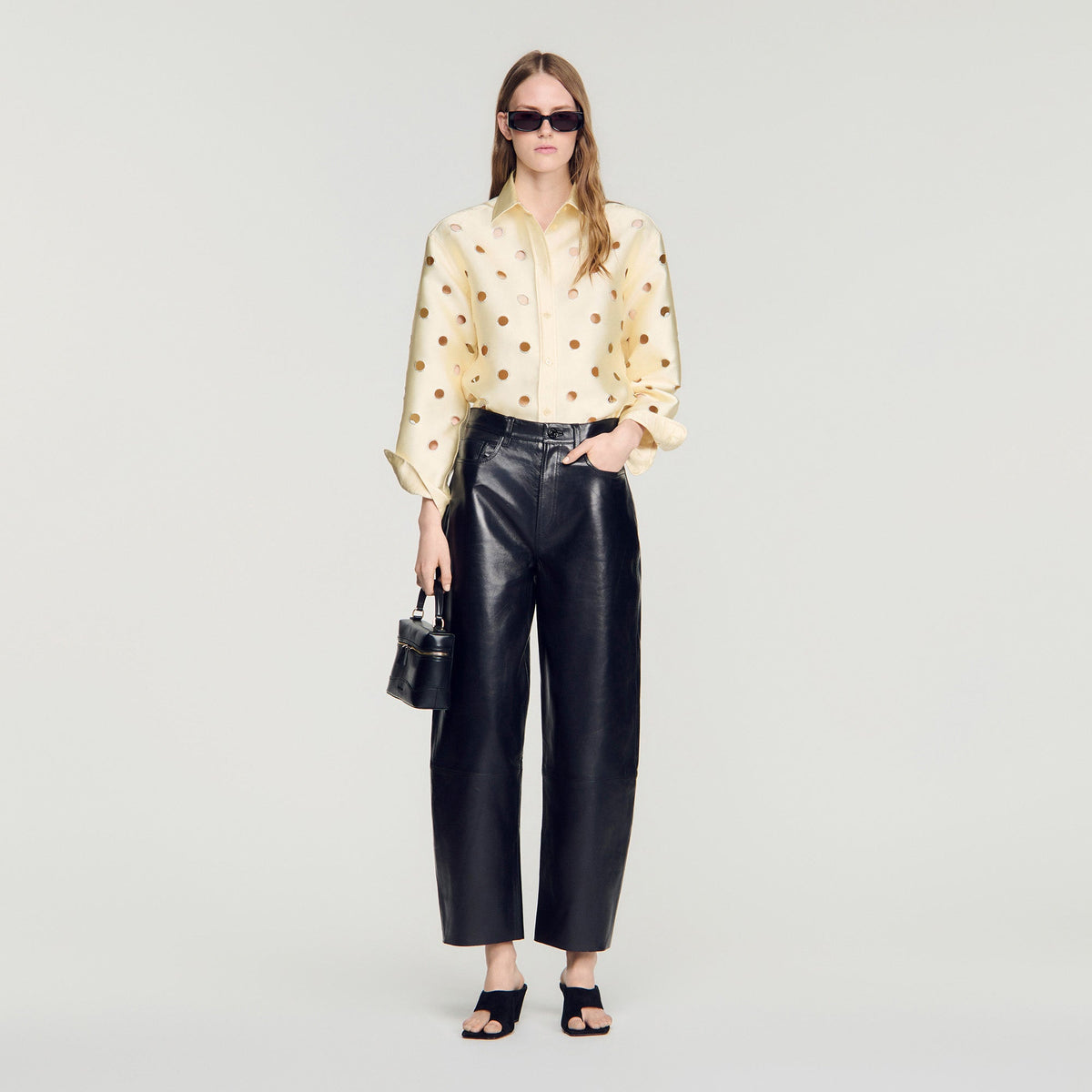 Jupitera Openwork Rhinestone Shirt Vanilla