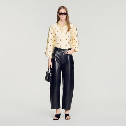 Jupitera Openwork Rhinestone Shirt Vanilla