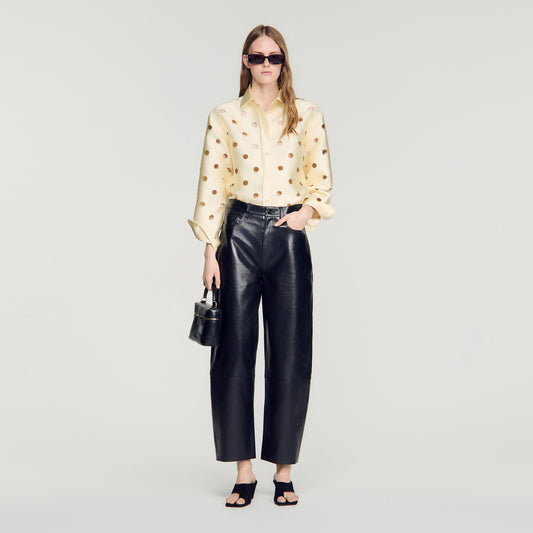 Jupitera Openwork Rhinestone Shirt Vanilla