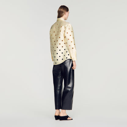 Jupitera Openwork Rhinestone Shirt Vanilla