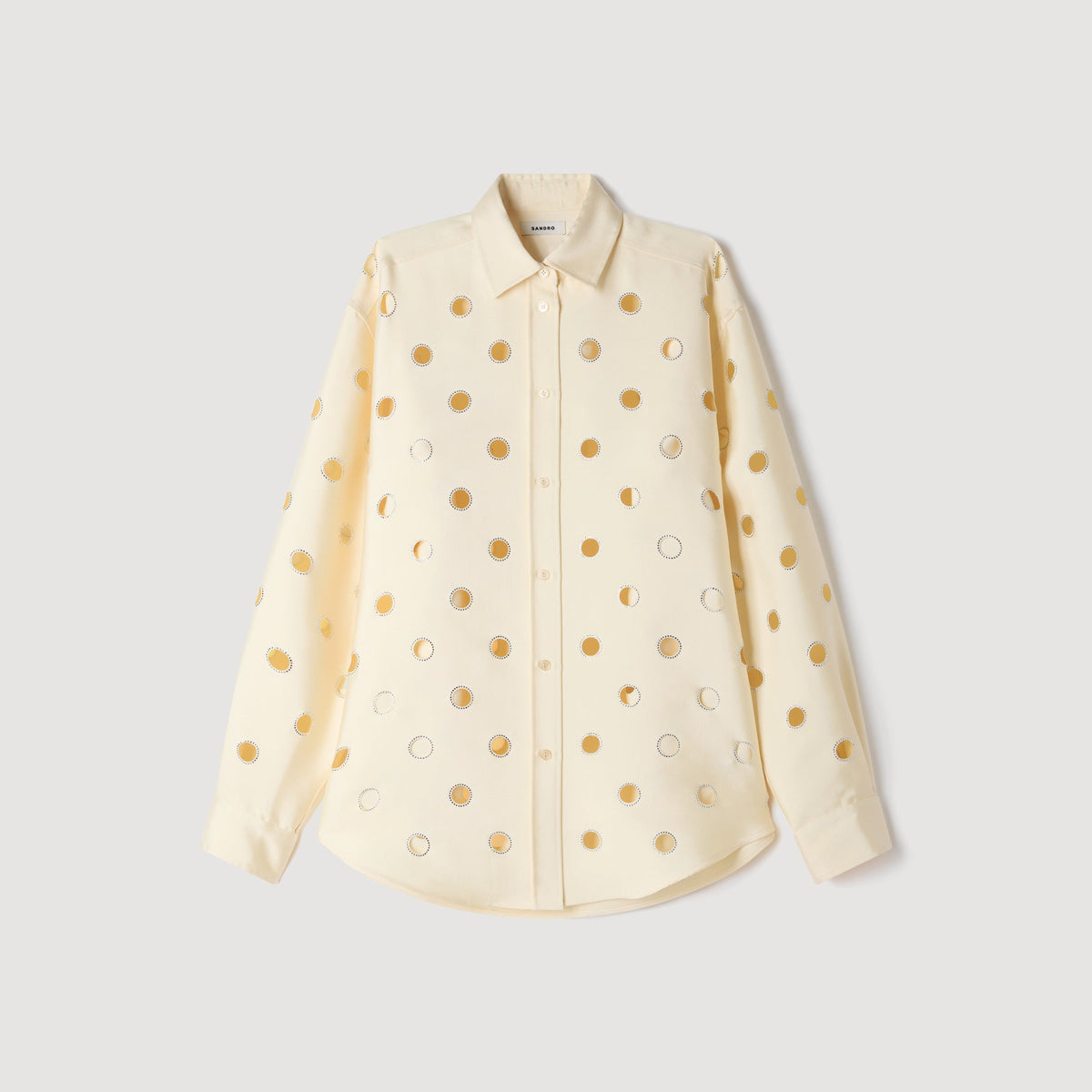 Jupitera Openwork Rhinestone Shirt Vanilla
