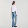 Abigail Pleated shirt with origami collar White