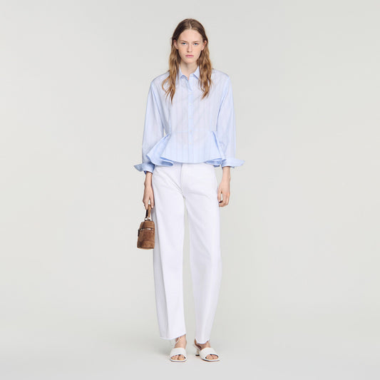 Coralya Striped peplum shirt Sky Blue