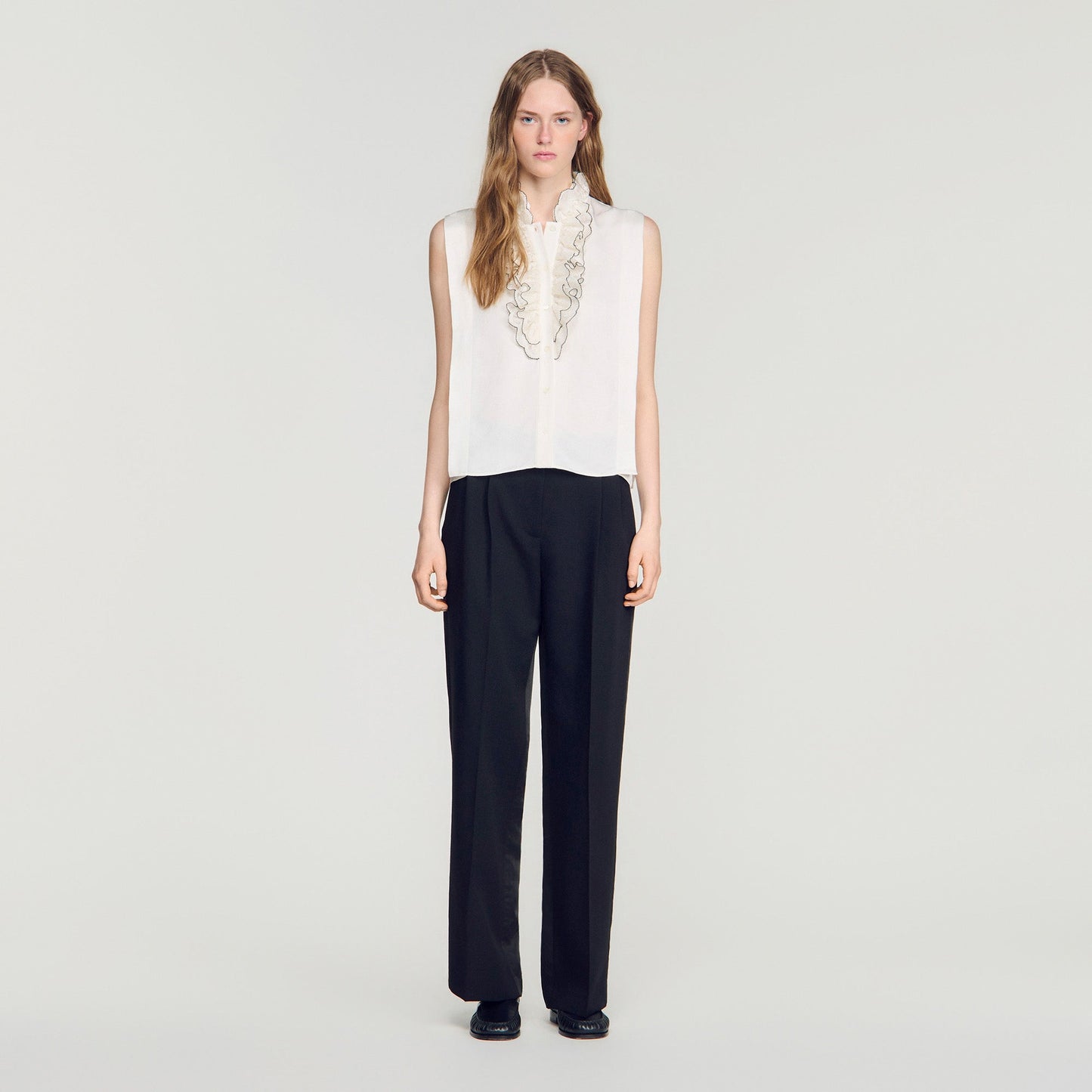 Citroria Ruffled Collar Shirt Ecru