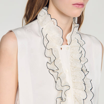 Citroria Ruffled Collar Shirt Ecru