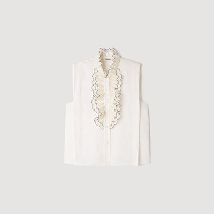 Citroria Ruffled Collar Shirt Ecru