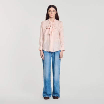 Miraluna Striped tie-neck shirt Light Pink