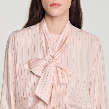 Miraluna Striped tie-neck shirt Light Pink