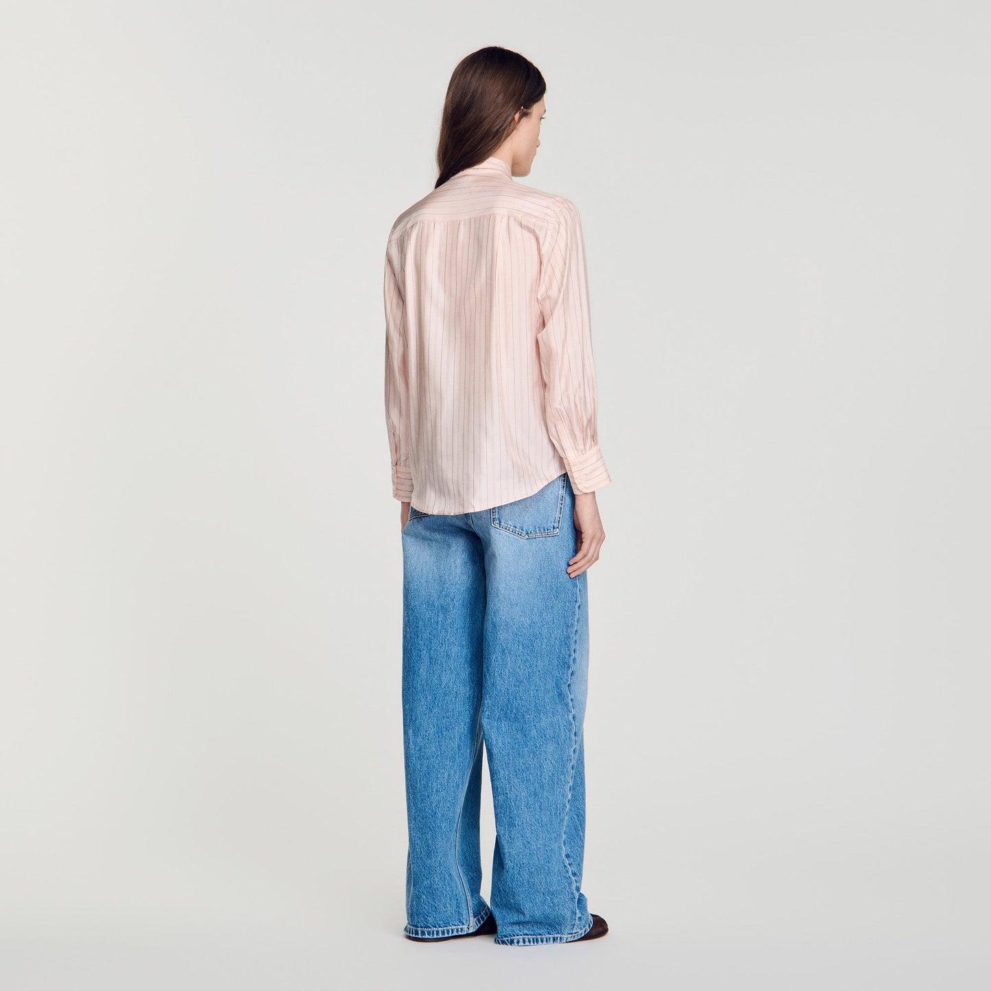 Miraluna Striped tie-neck shirt Light Pink