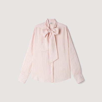 Miraluna Striped tie-neck shirt Light Pink