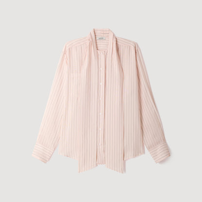 Miraluna Striped tie-neck shirt Light Pink