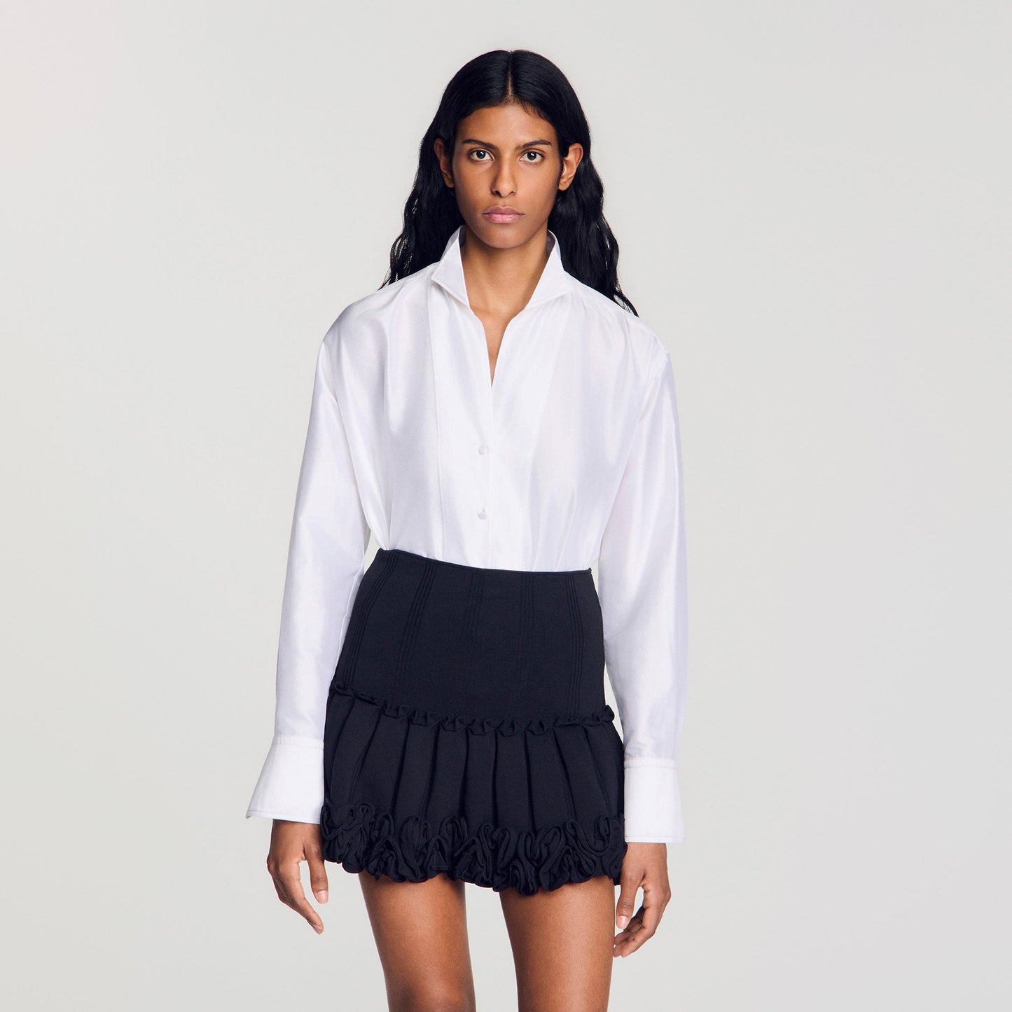 Portocello Oversized silk satin shirt White