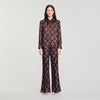Salinara Floral print silk shirt Brown