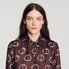 Salinara Floral print silk shirt Brown