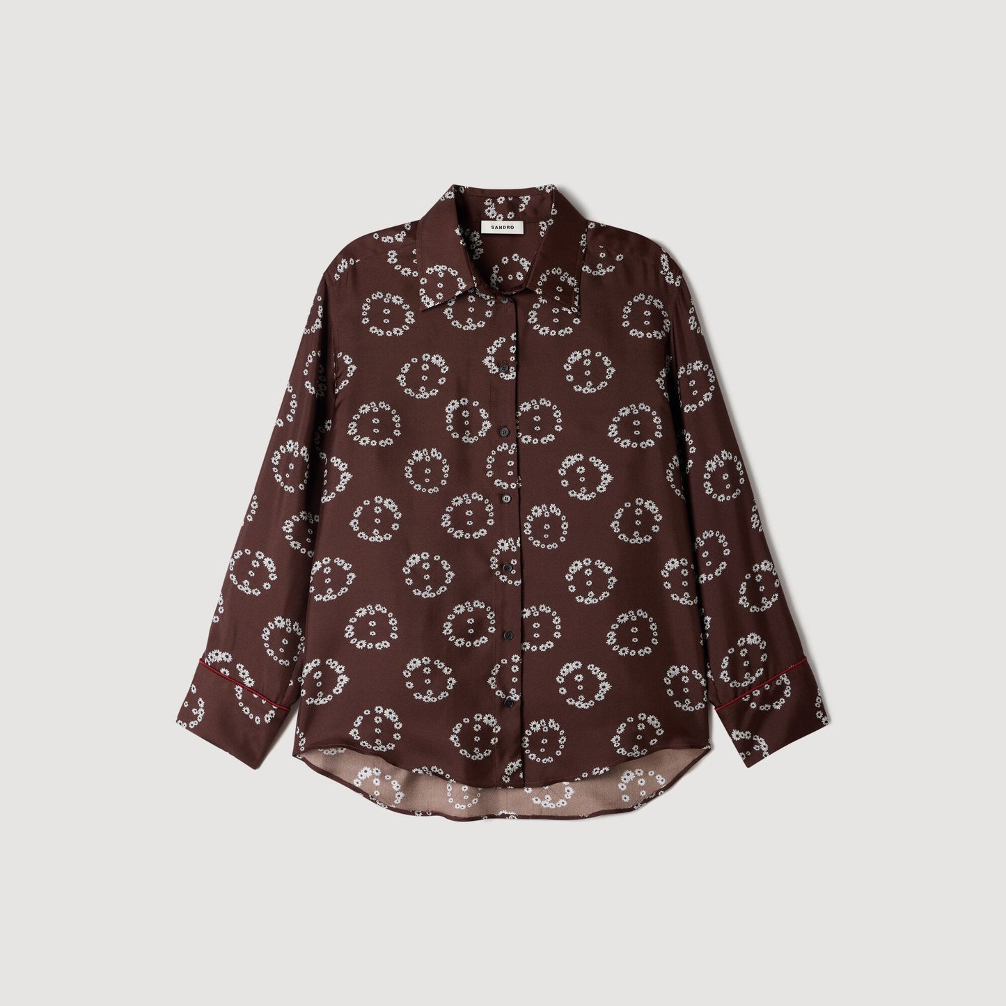 Salinara Floral print silk shirt Brown