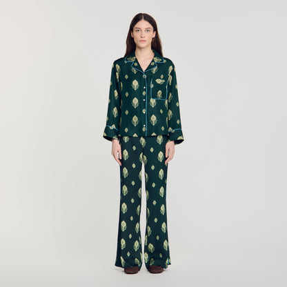 Paprika Paisley print pyjama shirt Green