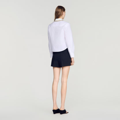 Ema Jewel collar shirt White