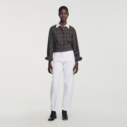 Dakota Check shirt with contrast collar Dark Grey