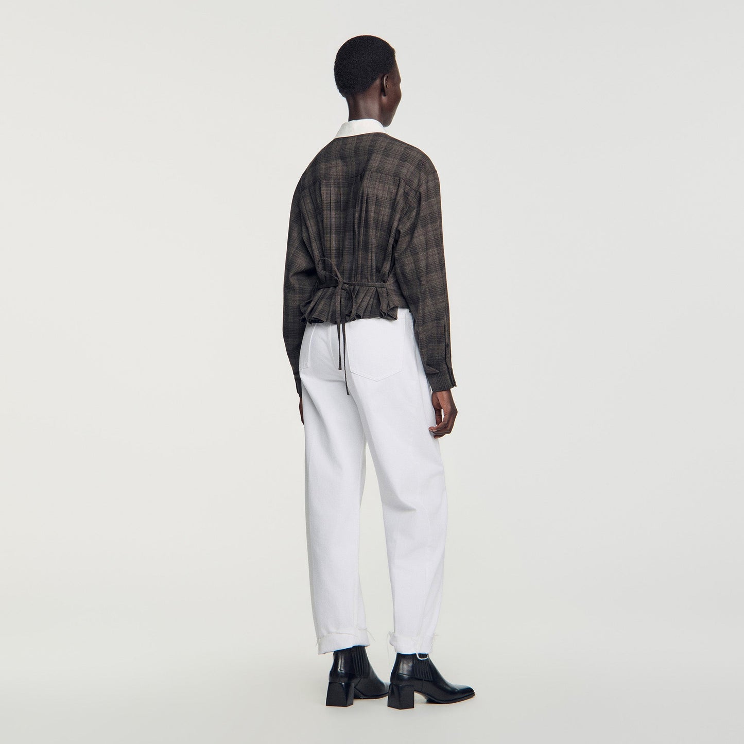 Dakota Check shirt with contrast collar Dark Grey