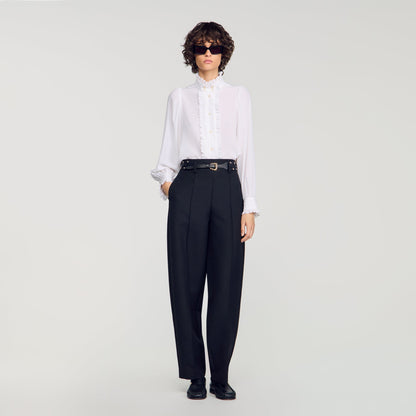 Hortense Silk shirt with gathered collar White
