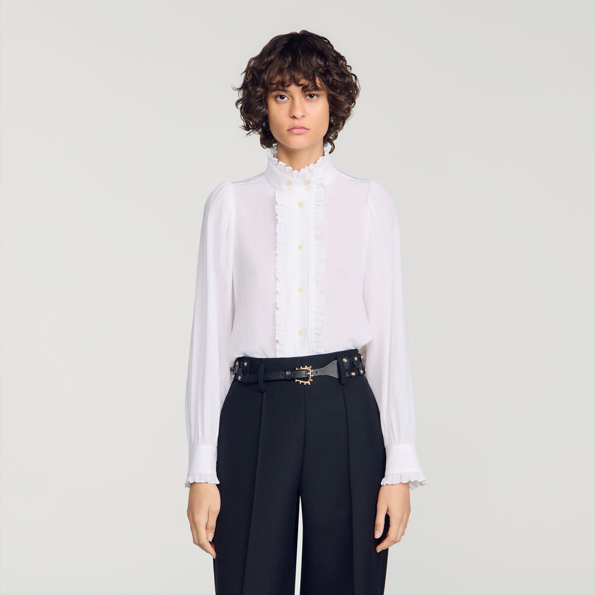 Hortense Silk shirt with gathered collar White