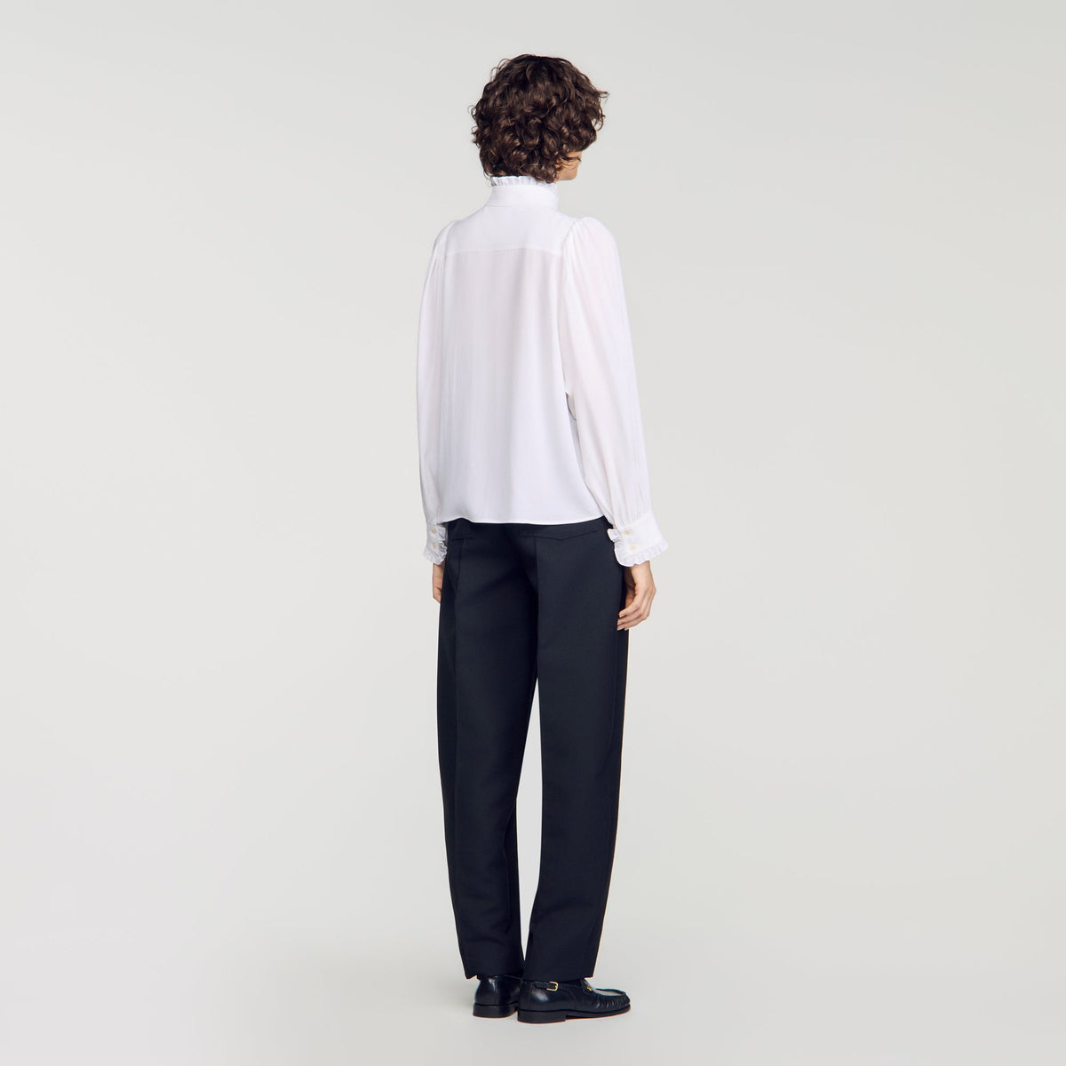 Hortense Silk shirt with gathered collar White