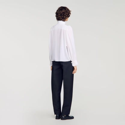 Hortense Silk shirt with gathered collar White