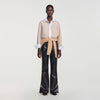 Natalya Striped shirt with contrast collar Beige