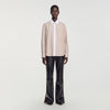 Natalya Striped shirt with contrast collar Beige