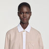 Natalya Striped shirt with contrast collar Beige