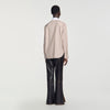 Natalya Striped shirt with contrast collar Beige