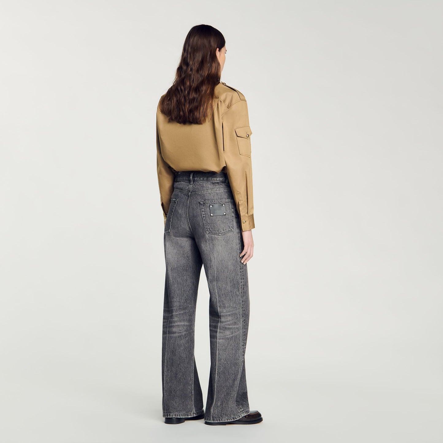 Low-Waisted Straight-Leg Jeans Grey